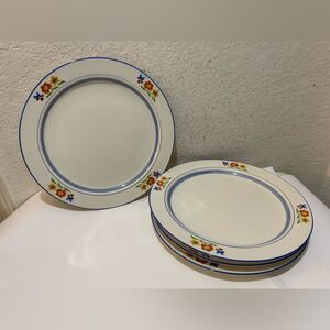 4 International Stoneware Dynasty Collection Sassafras 1678 Dinner Plates G6